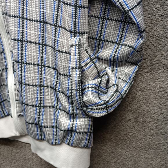 Jian Wang Men Plaid Track LS Activewear Jacket Blue - Picture 4 of 6